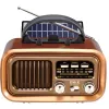 Brown vintage portable radio with solar panel and antenna, an old-fashioned rechargeable outdoor radio Item Picture